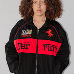 black and red Ferrari F1 racing bomber jacket
