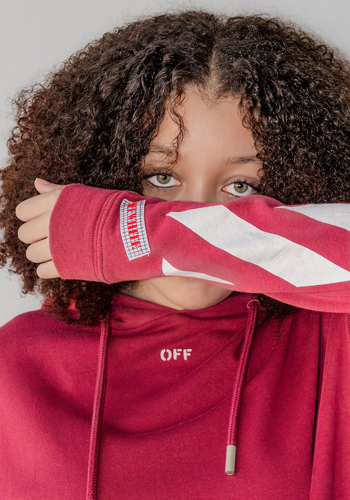 maroon Off-White hoodie