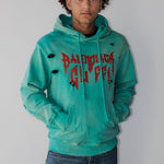 Balenciaga Logo Destroyed Hoodie in turquoise