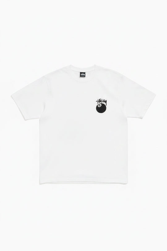 White Stüssy 8 Ball Tee