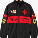black and red Ferrari F1 racing bomber jacket