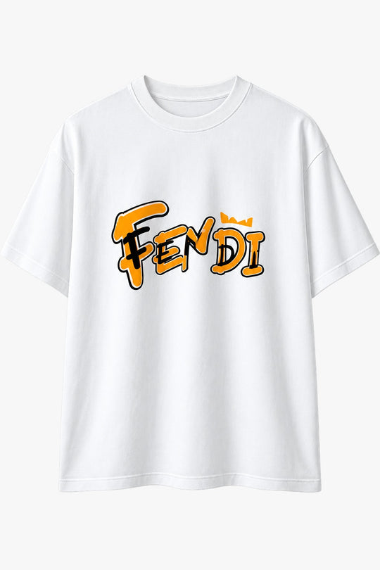 Fendi White Graphic Logo Graffiti T-Shirt