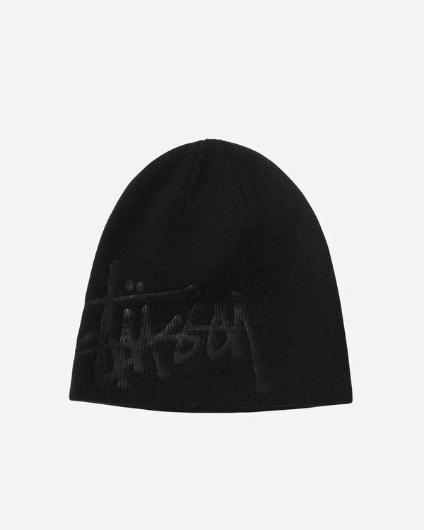 Black Stüssy Debossed Stock Logo Beanie
