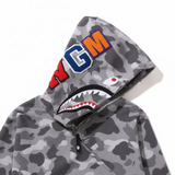 Grey ABC Bathing Ape (BAPE) 1st Camo Shark Full Zip Hoodie
