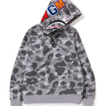 Grey ABC Bathing Ape (BAPE) 1st Camo Shark Full Zip Hoodie