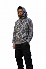 Grey ABC Bathing Ape (BAPE) 1st Camo Shark Full Zip Hoodie