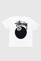 White Stüssy 8 Ball Tee