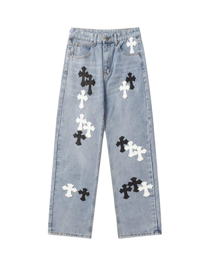 Chrome Hearts cross patch jeans