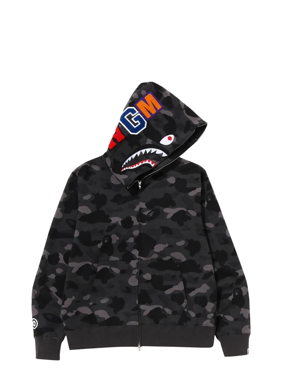 Grey BAPE Color Camo Shark Full Zip Hoodie