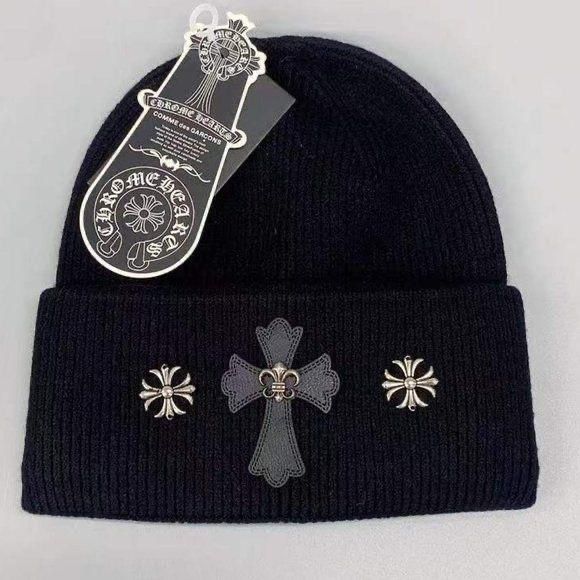 Black Chrome Hearts Cross Skull Cap Hat Beanie