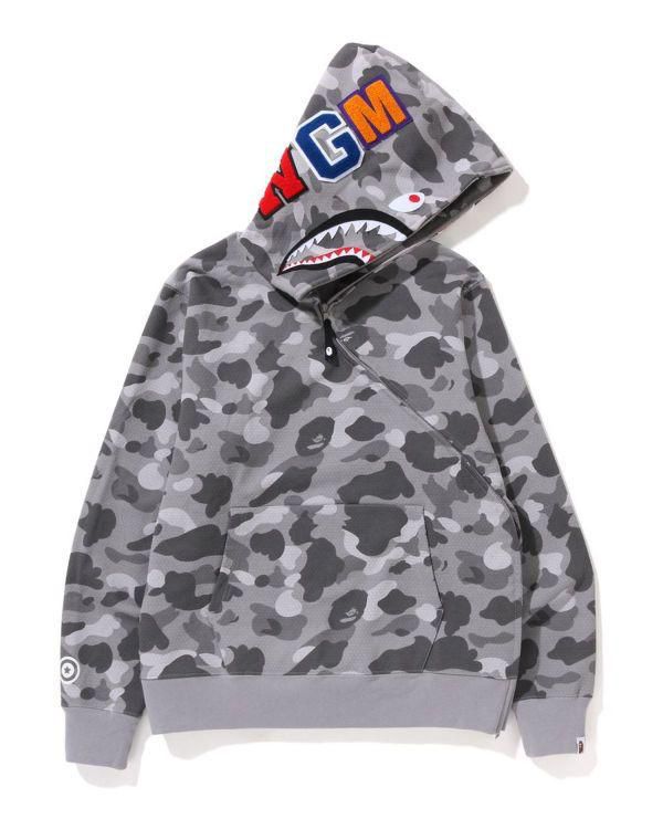 Grey abc athing Ape (BAPE) 1st Camo Shark Full Zip Hoodie