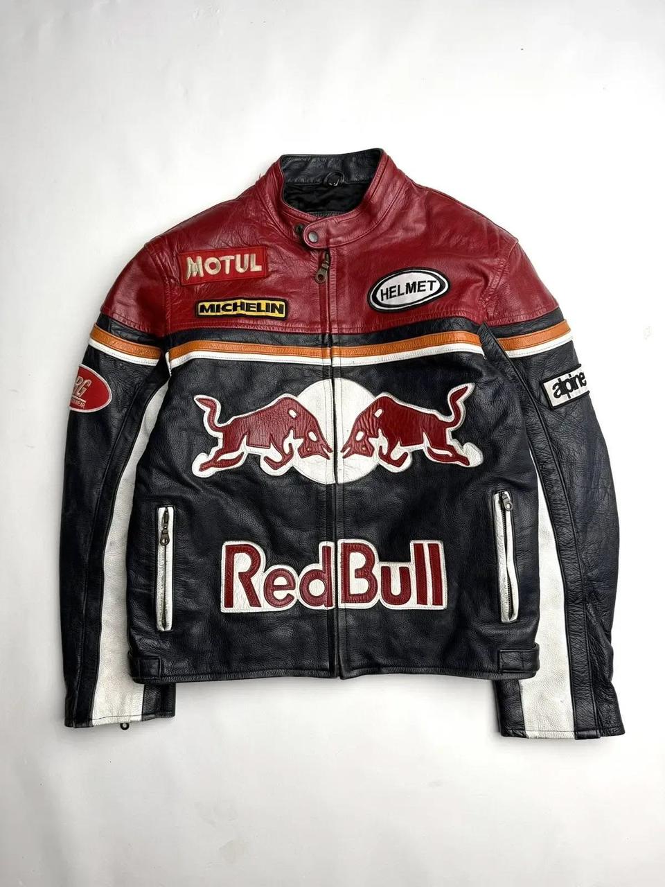 vintage Red Bull Racing leather motorcycle jacket