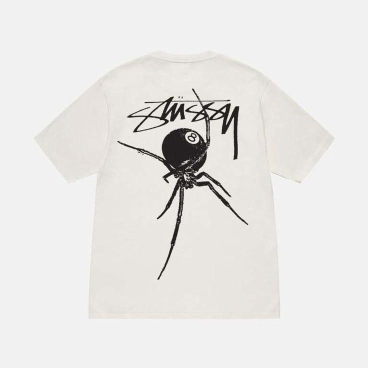 White Stussy 8 Ball Spider Tee